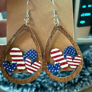 Patriotic wooden earrings